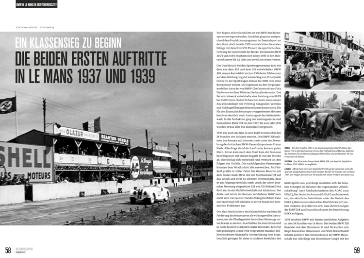 Sportfahrer Automobilsport 40 - BMW in LeMans 1937 - 2024