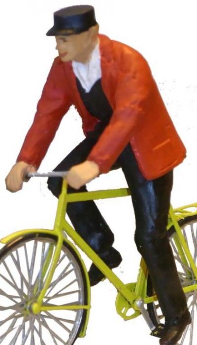 Epoke Fahrradfahrer mit roter Jacke