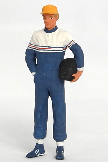 Manufaktur Figur Rennfahrer mit Helm, blau
