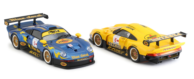 RevoSlot Porsche GT1  Set Pennzoil + Blue Coral