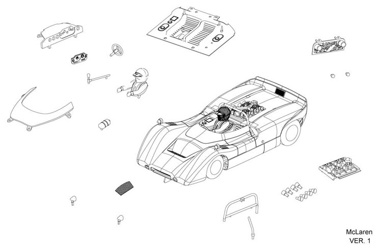 ThunderSlot white body kit, McLaren M6