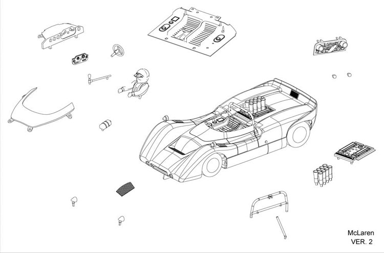 ThunderSlot white body kit, McLaren M6